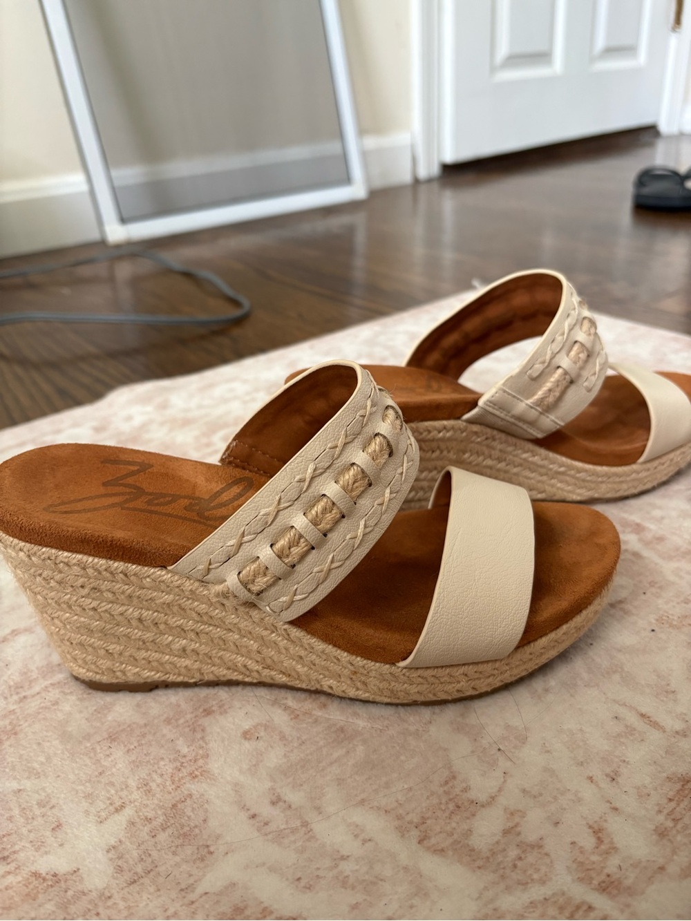 Wedge Espadrille Slide Sandals in Cream - Picture 1 of 5